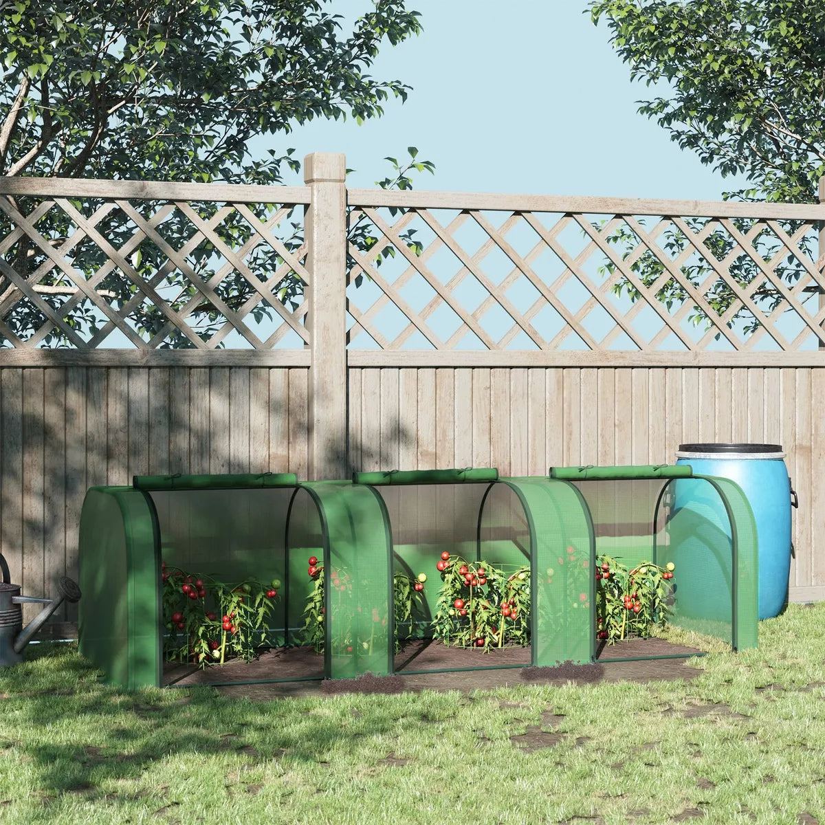 Tunnel Greenhouse Steel Frame for Garden w/ Zipper Doors