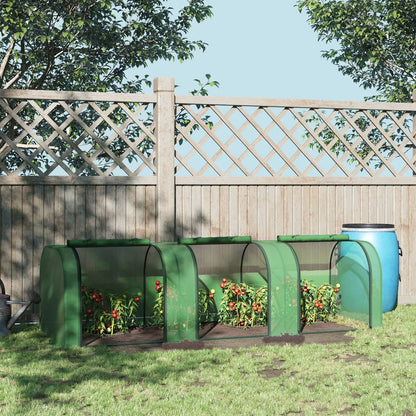 Tunnel Greenhouse Steel Frame for Garden w/ Zipper Doors