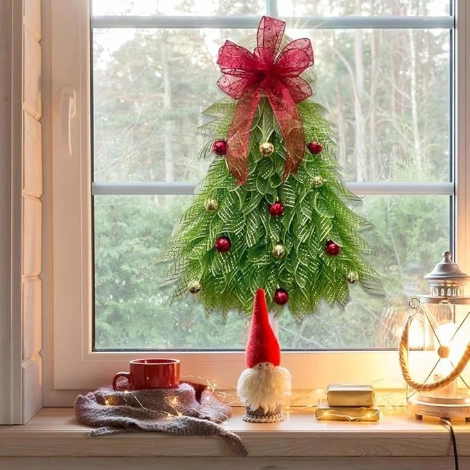 Handmade Front Door Christmas Tree Wreath With Lights Christmas Wreaths