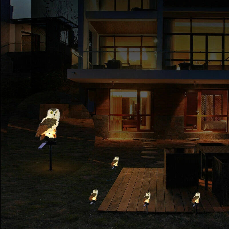 Owl LED Solar Powered Garden Light Outdoor Ornament Lawn Waterproof Statue Lamp