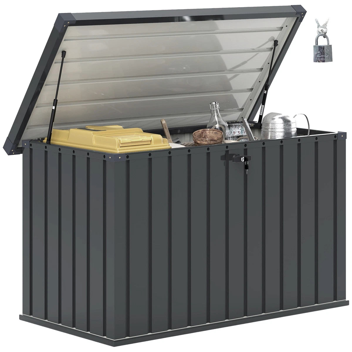 400L Waterproof Metal Outdoor Storage Box with Lock and Keys