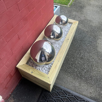 Set Of 3 Silver Steel Large Gazing Balls For Garden Ornaments (20Cm, 25Cm & 30Cm)