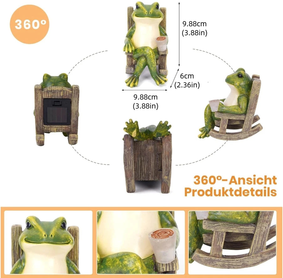 Garden Ornament Large Solar Powered Decorative Frog Statue Light Up Lamp