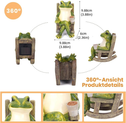 Garden Ornament Large Solar Powered Decorative Frog Statue Light Up Lamp