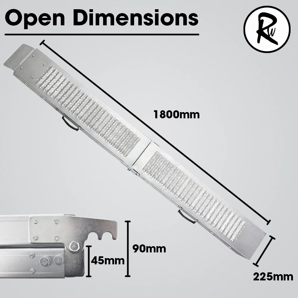2X Foldable Loading Ramps 400KG 180Cm For Golf Buggy Lawnmower Quad Scooter