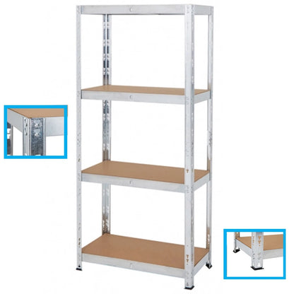 Boltless 4 Tier Racking Garage Shelving Storage Steel Unit 150X75X30 CM MND