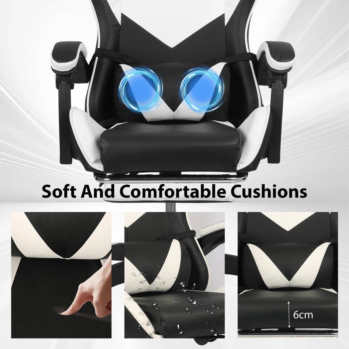 Gaming Chair Massage Computer Chair with Footrest and Lumbar Swivel PC Chairs