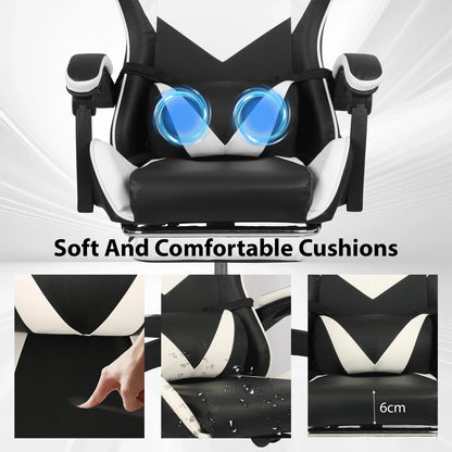 Gaming Chair Massage Computer Chair with Footrest and Lumbar Swivel PC Chairs