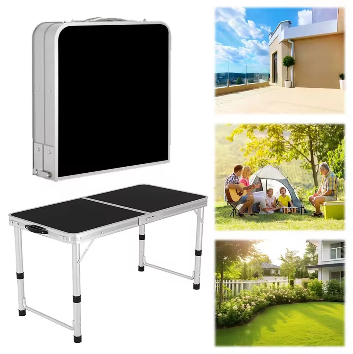 OUTDOOR FOLDABLE PICNIC TABLE & 4 STOOL SET PORTABLE CAMPING GARDEN INDOOR