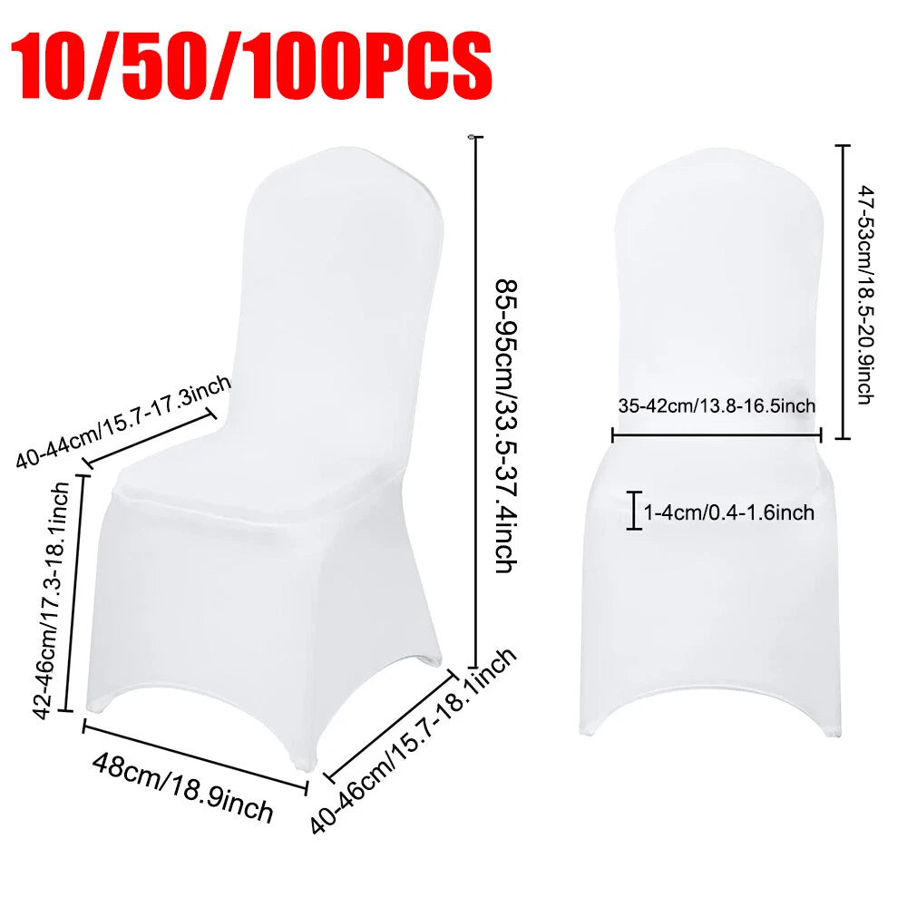 10/50/100x Chair Covers Dining Spandex Slip Seat Cover Wedding Flat Anniversary