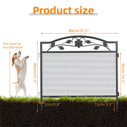 5Pcs Garden Fencing Panels Strong Metal Flower Bed Border Edging Animal Barrier