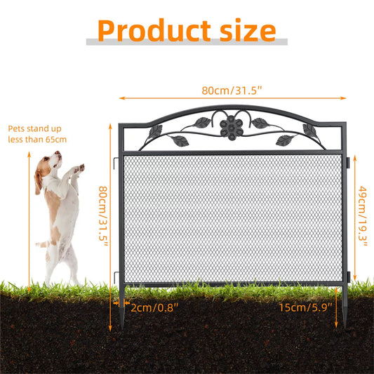 5Pcs Garden Fencing Panels Strong Metal Flower Bed Border Edging Animal Barrier