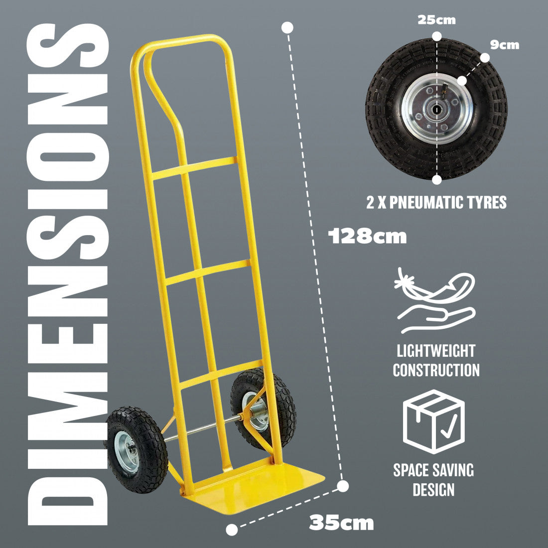 600lb Heavy Duty Sack Truck Industrial Hand Trolley With Pneumatic Tyre Wheel