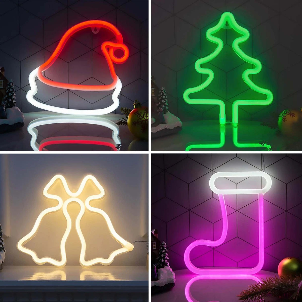 LED Neon Sign Light Wall Hanging Christmas Decoration Night Lamp Xmas Home Decor