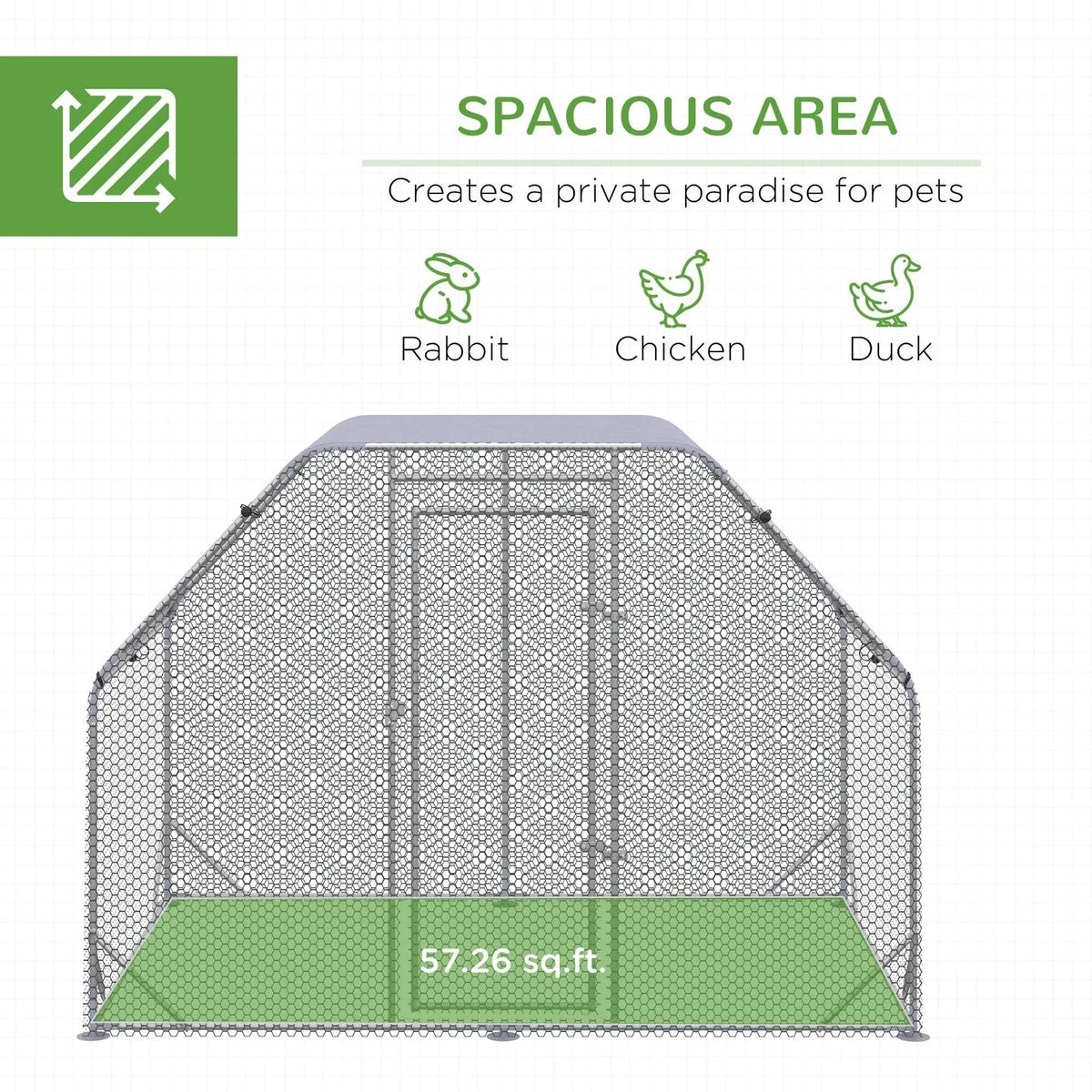 Chicken Run with Roof, Walk In Chicken Coop for 4-6 Chickens, Hen House D