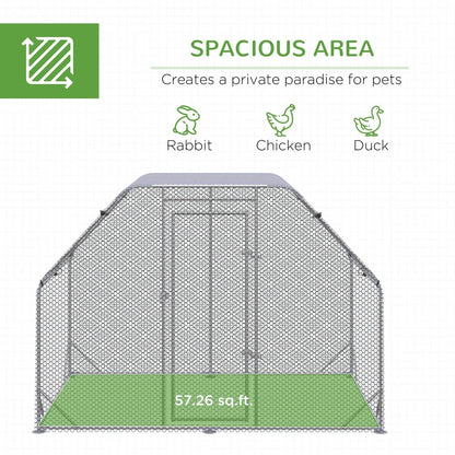 Chicken Run with Roof, Walk In Chicken Coop for 4-6 Chickens, Hen House D