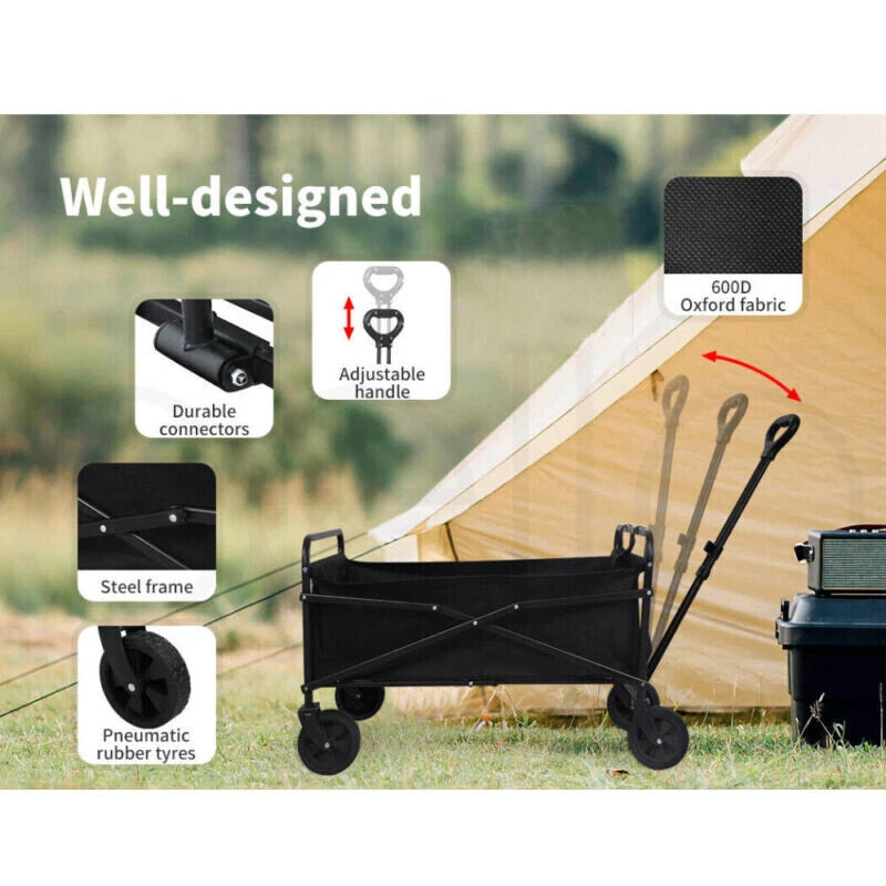 200KG Heavy Duty Garden Camping Beach Cart  Festival Trolley Wagon Cart Foldable