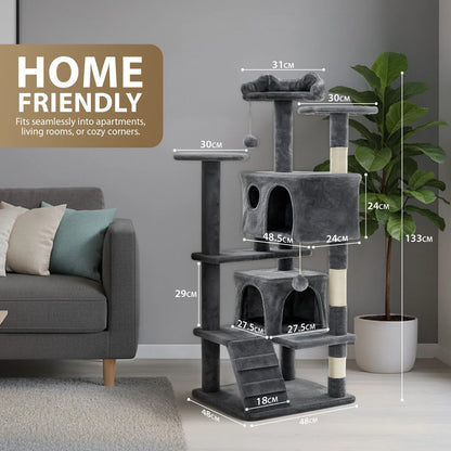 133CM LARGE CAT TREE ACTIVITY CENTRE MULTILEVEL SCRATCHING POST CLIMBING TOWER