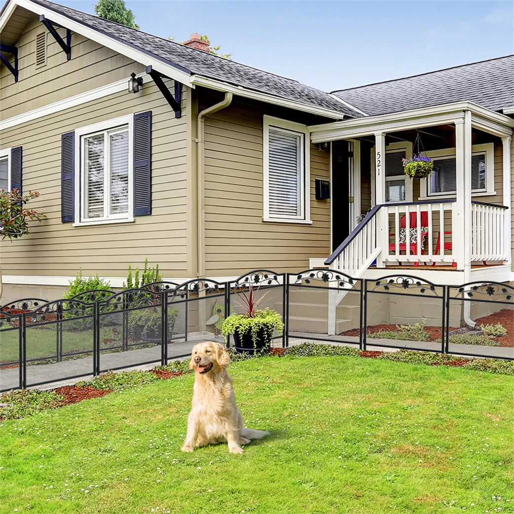 5Pcs Garden Fencing Panels Strong Metal Flower Bed Border Edging Animal Barrier