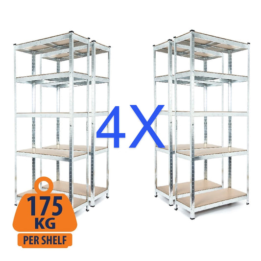 4 Bays Metal 5 Tier Garage Shelves Shelving Unit Racking Storage 180 x 90 x 40cm 4x