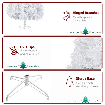 6FT White Christmas Tree With Stand Xmas Decorated Tree Quickly Install