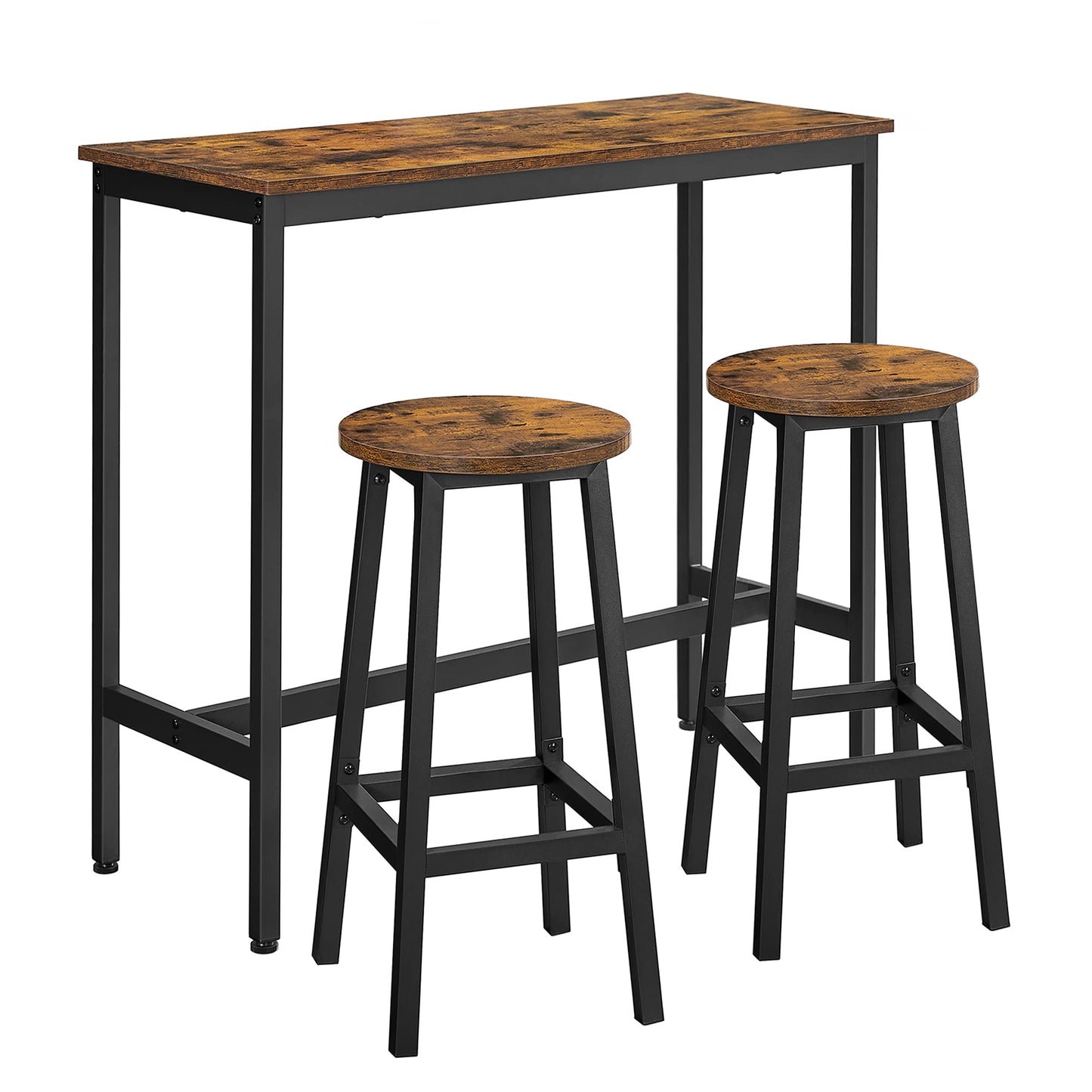 Industrial Bar Table Set 3 Piece Dining Table Set Rustic Bar Table and Bar Stool