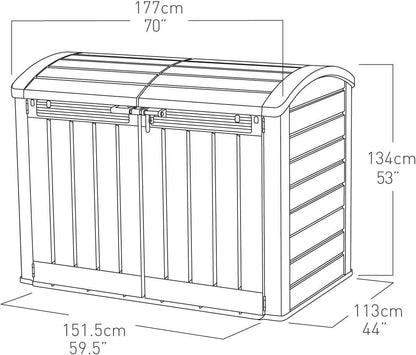 Ultra Outdoor Garden Storage Shed, 177 x 113 x 134 cm - Beige and Brown