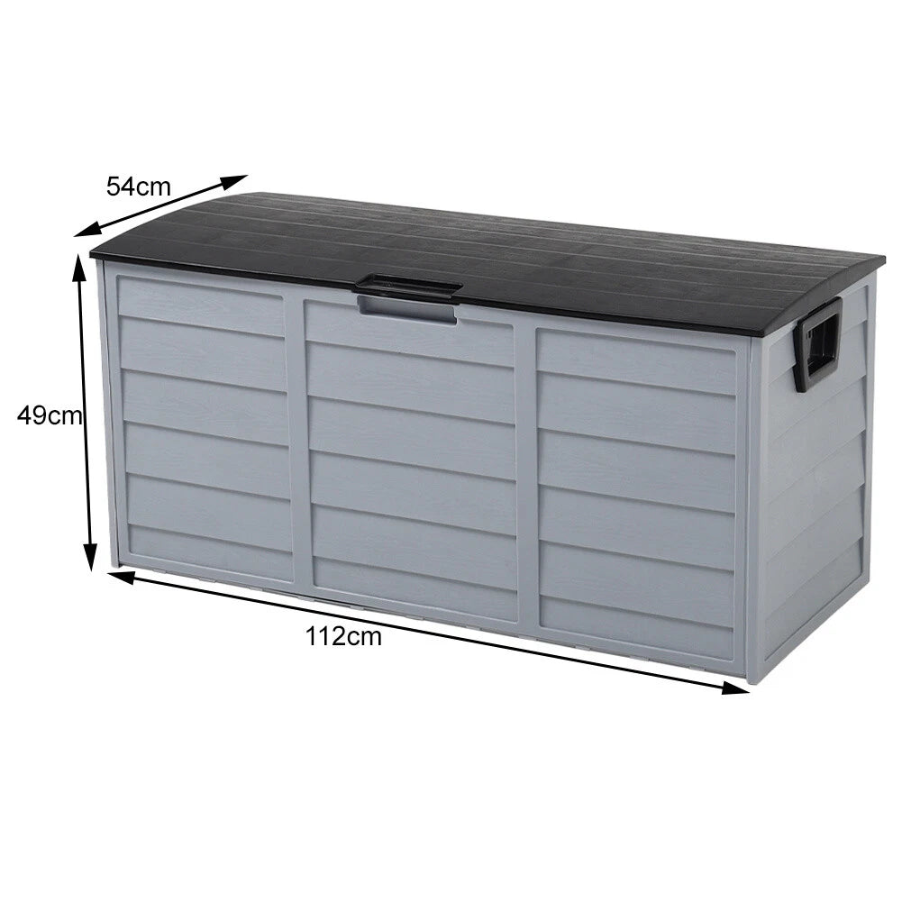 LARGE PLASTIC GARDEN STORAGE BOX OUTDOOR WATERPROOF DECK CONTAINER CHEST SHED