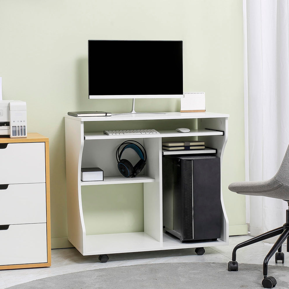 Computer Desk Sliding Computer Desk with Sliding Keyboard Tray, Mobile Home Office Desk ...