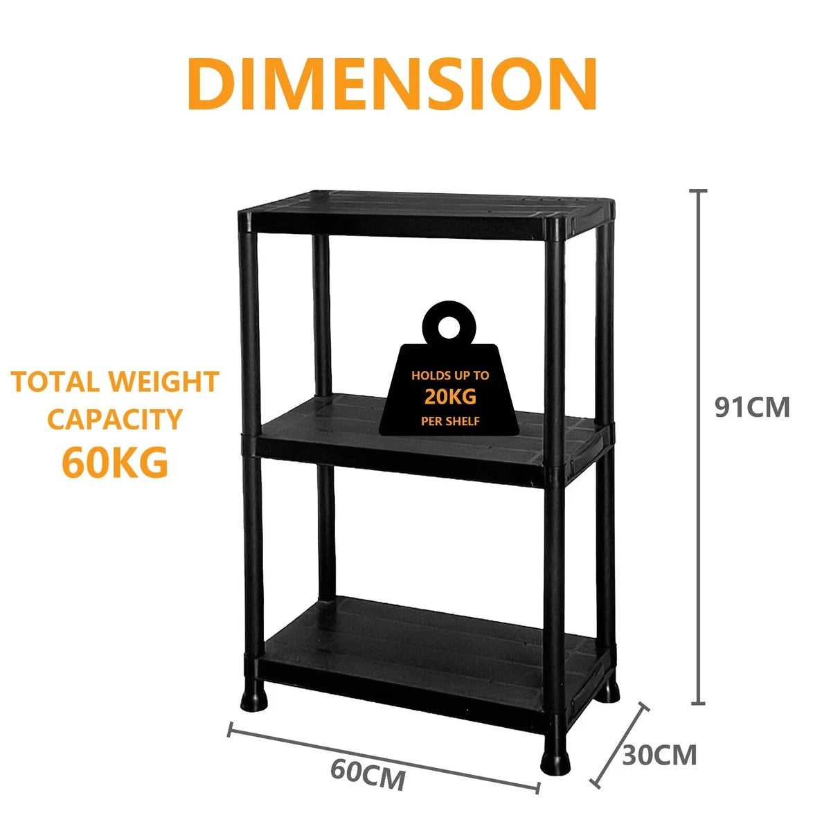 3/4/5 Tier Plastic Shelving Home Storage Unit Shelves Racking Garage Organiser