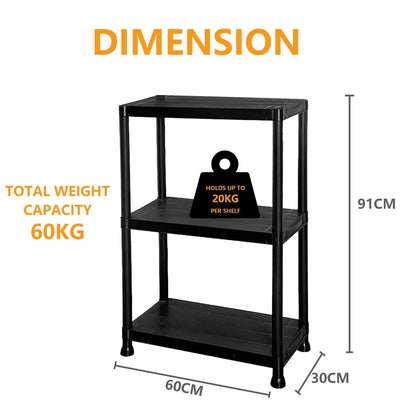 3/4/5 Tier Plastic Shelving Home Storage Unit Shelves Racking Garage Organiser