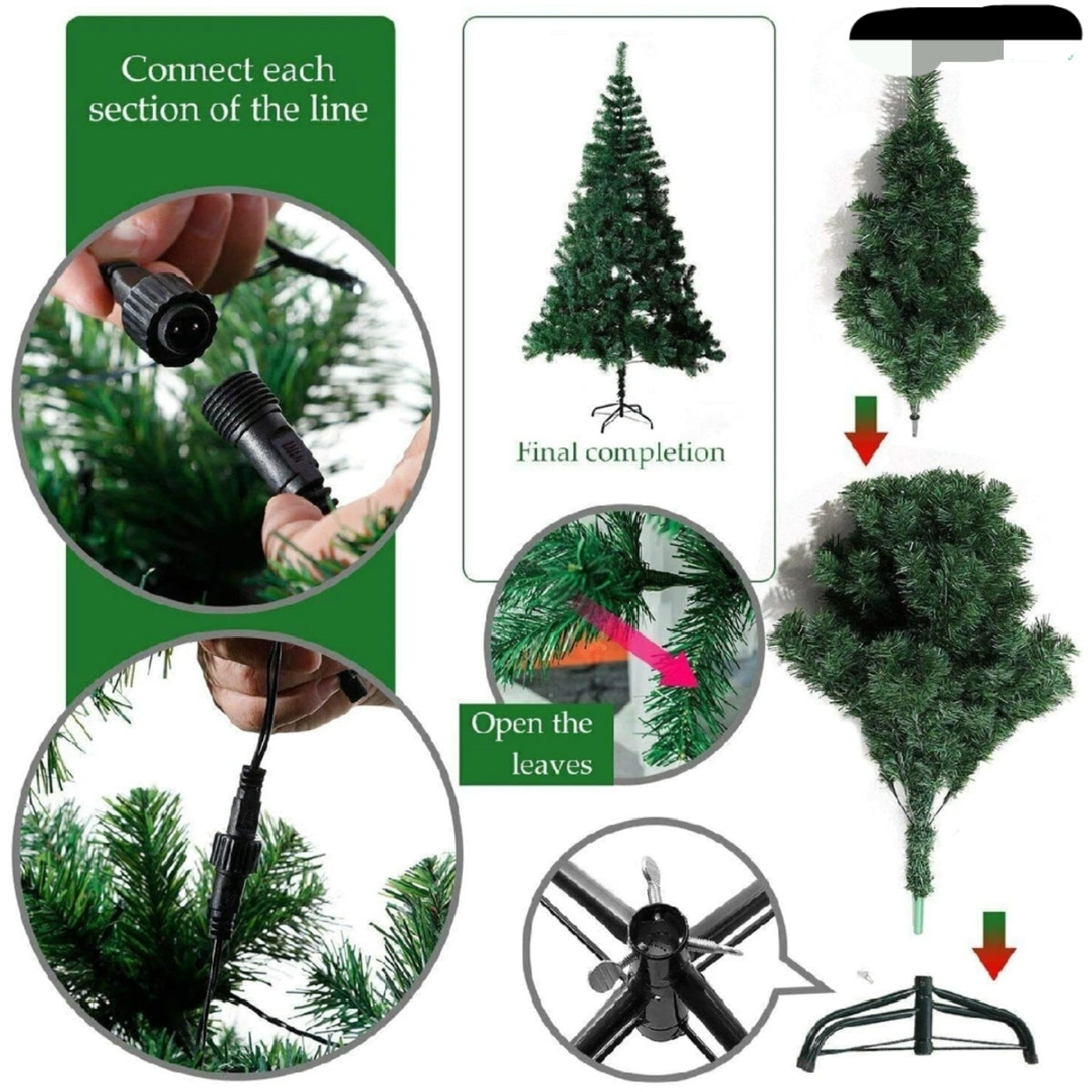 4/5/6ft Pre Lit Christmas Tree with LED Lights Bushy Tips Artificial Xmas Tree