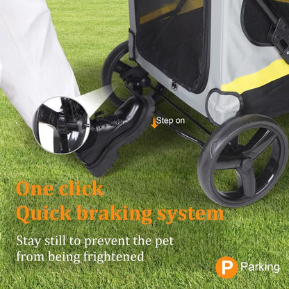 Premium Dog Trolley Large Pet Jogging Carriage Stroller with Safe Leash & Wheels