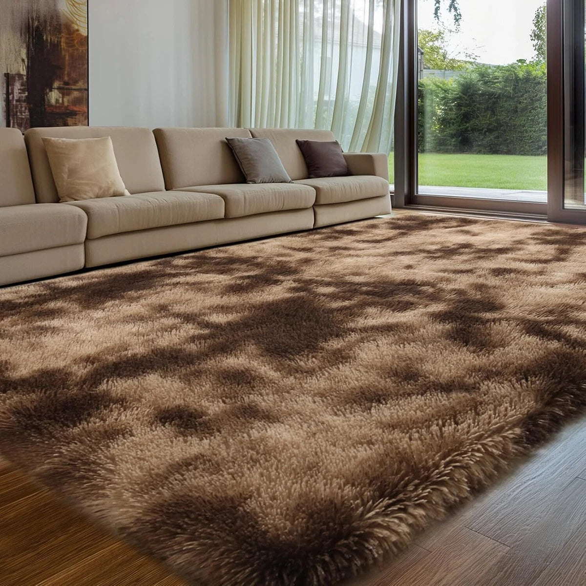 Fluffy Rugs Large Shaggy Rug Bedroom Living Room Anti Slip Soft Carpet Floor Mat A+