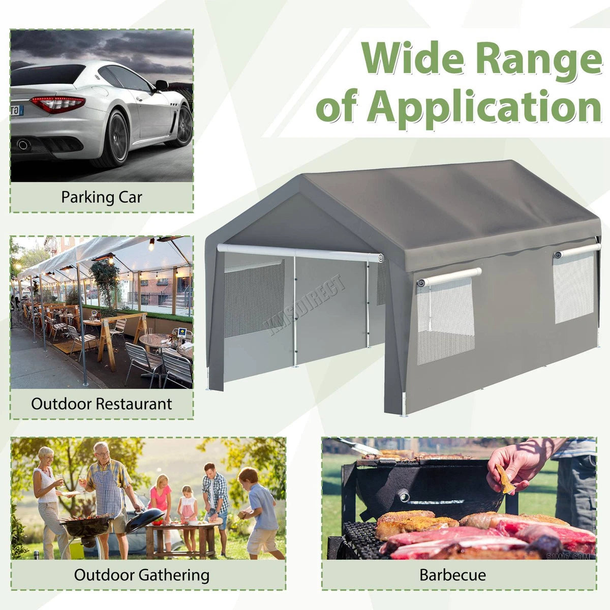 Carport 10x20ft Car Canopy Garage UV-Proof Waterproof SUV Dark Heavy Duty Grey