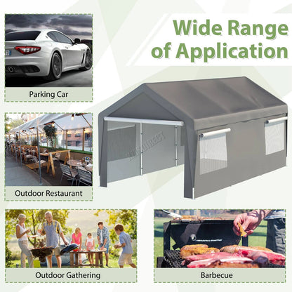 Carport 10x20ft Car Canopy Garage UV-Proof Waterproof SUV Dark Heavy Duty Grey