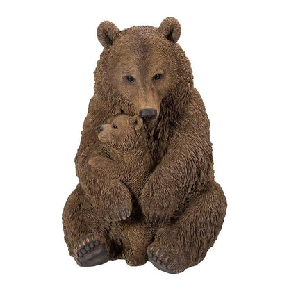 Mother & Baby Brown Bear | Highly Detailed Frost Resistant Resin Home or Garden Decoration