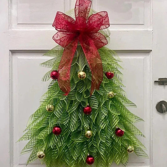 Handmade Front Door Christmas Tree Wreath With Lights Christmas Wreaths