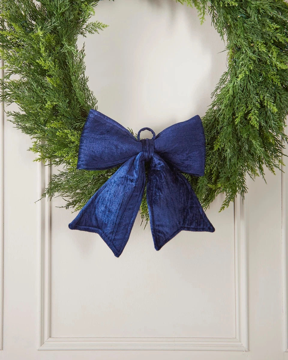 30cm Navy Velvet Christmas Bow – XMAX decoration