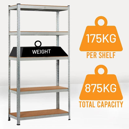 4 Bays Metal 5 Tier Garage Shelves Shelving Unit Racking Storage 180 x 90 x 40cm 4x