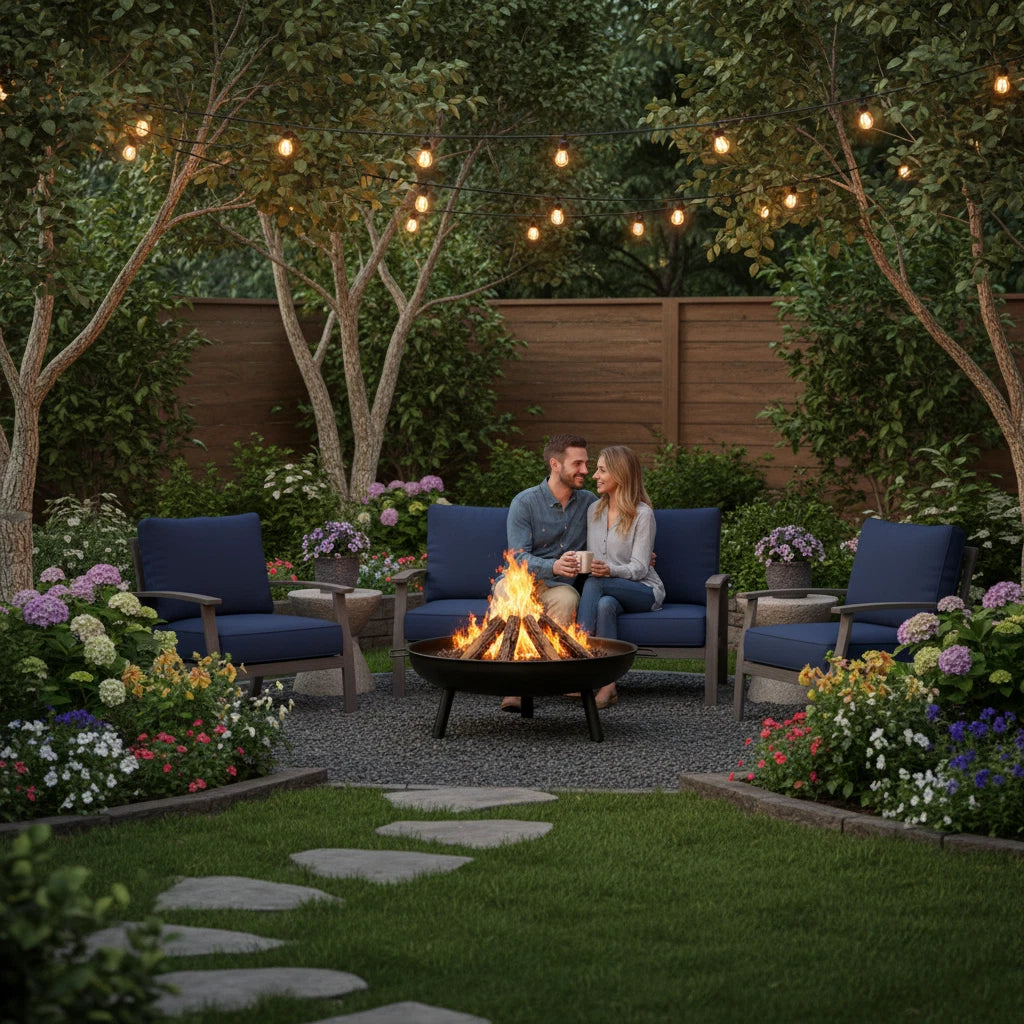 24" Round Fire Pit Folding Patio Garden Bowl Outdoor Camping Heater Log Burner