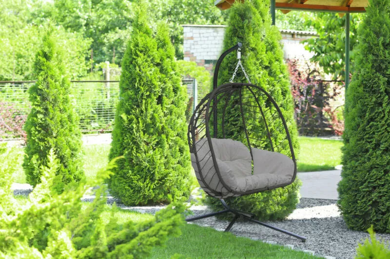 Rattan Effect Swing Chair Garden Patio Indoor Outdoor Egg Chair With Stand