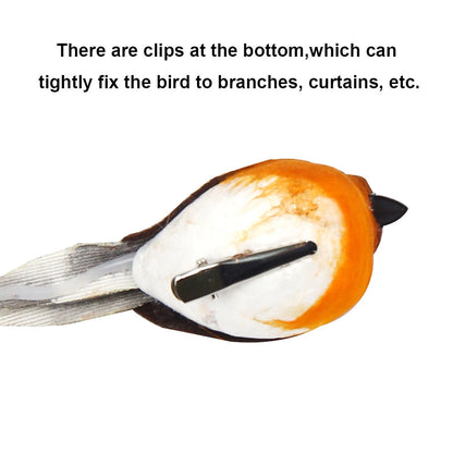 6x Mini Clip On Robins Cute Festive Tree Bird Simulation Feather Decoration