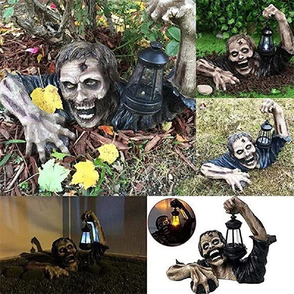 LED Lantern Garden Statue Decoration Halloween Zombie Tomb Climbing Sculpture