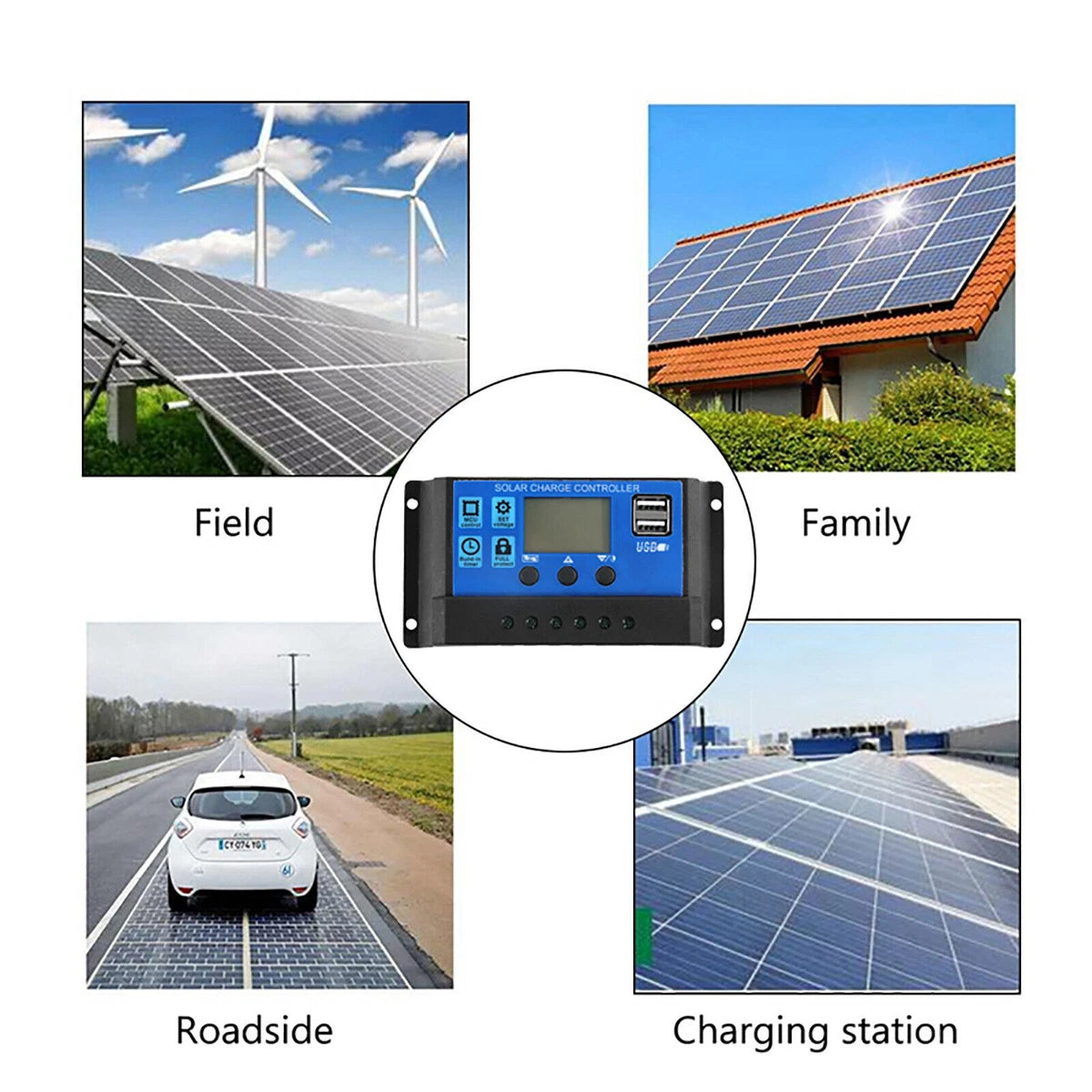 Portable 20W Solar Panel Kit 12V Battery Charger USB Car Van Caravan Boat Trickle
