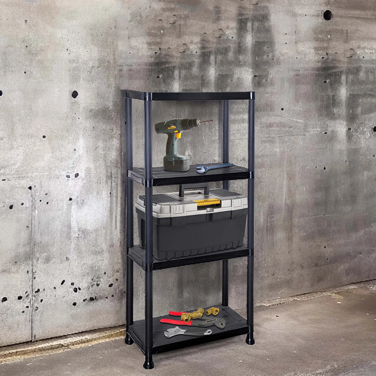 3/4/5 Tier Plastic Shelving Home Storage Unit Shelves Racking Garage Organiser