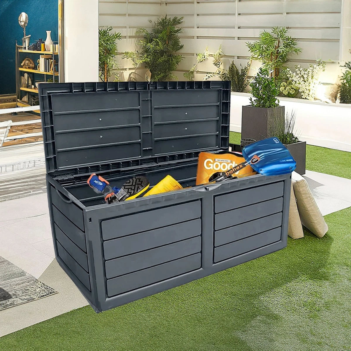 Garden 320 Litre Dark Grey Outdoor Plastic Storage Box