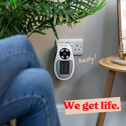 Electric Heater 500W Plug-In Wall Portable, 2 Fan Speeds