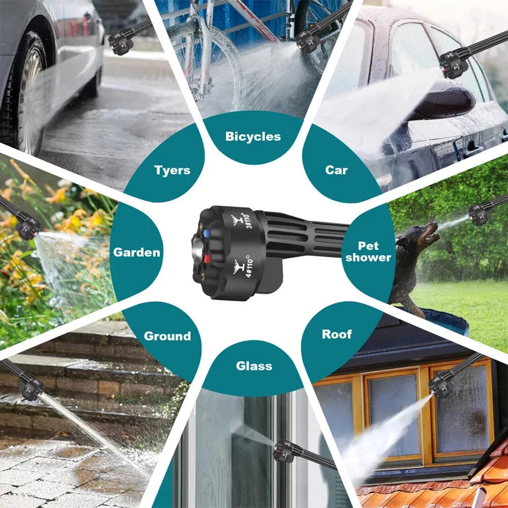 Car Washer Cordless Pressure Washer Jet Portable Water Cleaner Gun+2Battery