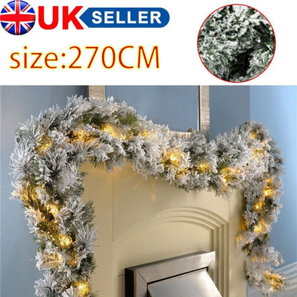 Christmas Garland 9ft Deluxe Super Thick Pre-lit with led light